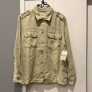 Obey Khaki Button-Up Shirt with Pockets